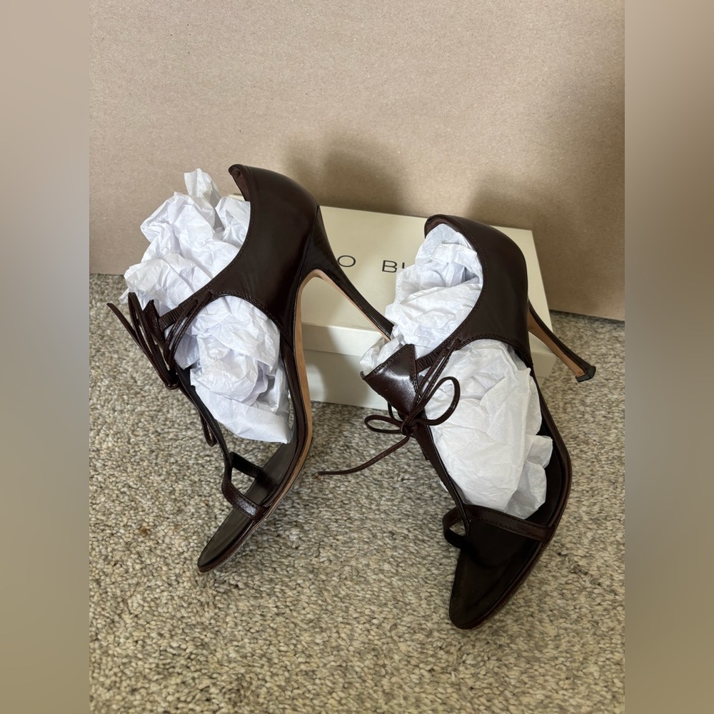 Manolo Blahnik Dark Brown Women's Sandals 3.5inch heel - Picture 5 of 9